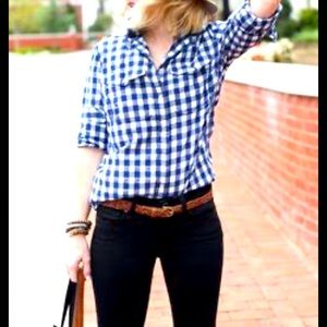 JCrew perfect fit buffalo plaid flannel shirt blue S